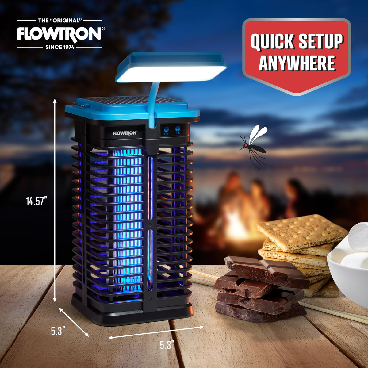 Flowtron UV light and LED lamp providing insect control and ambient lighting
