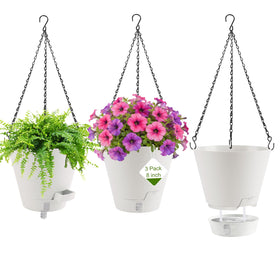 Flowyypo 8-inch hanging planter with water window for easy moisture checks.