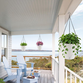 Flowyypo thick plastic hanging planter that resists fading and cracking.