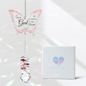 Flpoxzd butterfly suncatcher pink crystals brighten windows with soft light
