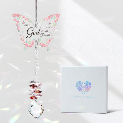 Flpoxzd butterfly suncatcher pink crystals brighten windows with soft light