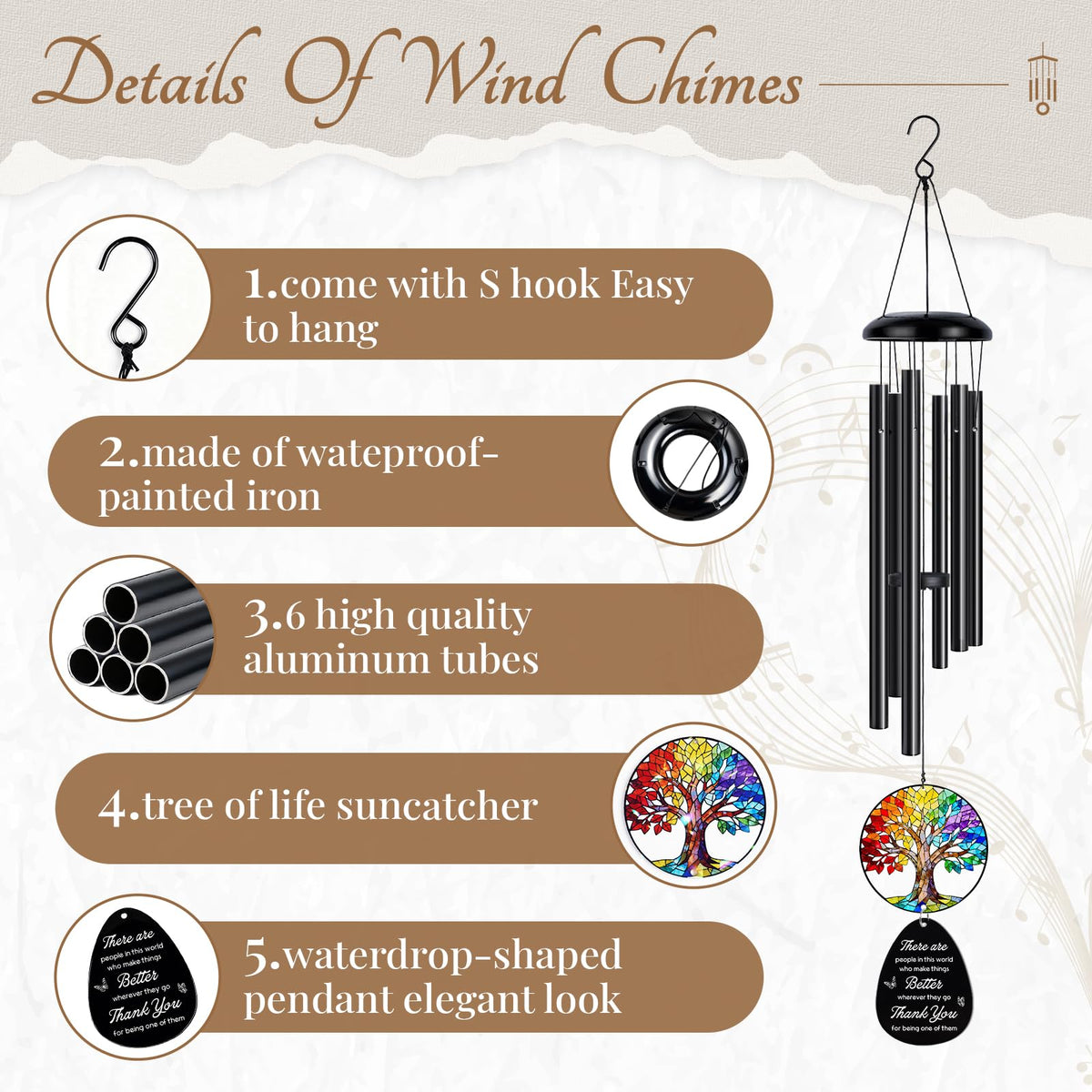 Flpoxzd wind chime adjustable striker lets you tune soft or melodic notes