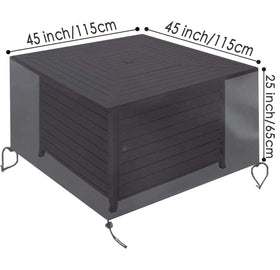 FLR cover with adjustable drawstring keeps wind out for stable fire pit protection