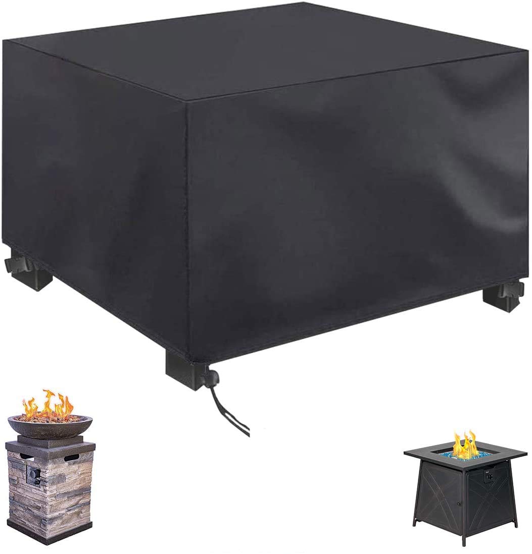 FLR square fire pit cover in black shields a square pit with waterproof 420D fabric