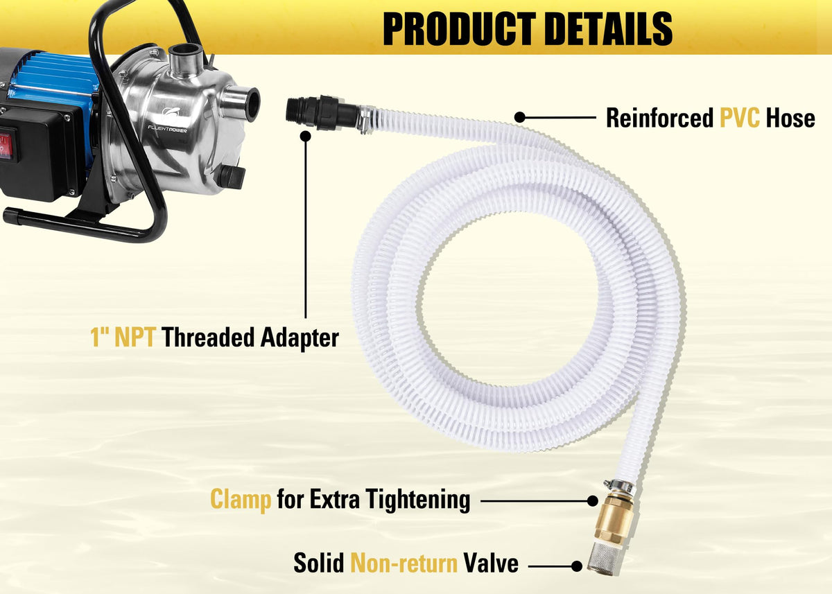 FLUENTPOWER reinforced PVC hose provides wear resistance and kink protection