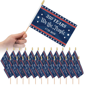Flutesan 8x5 inch handheld flag with 250th anniversary design for parades
