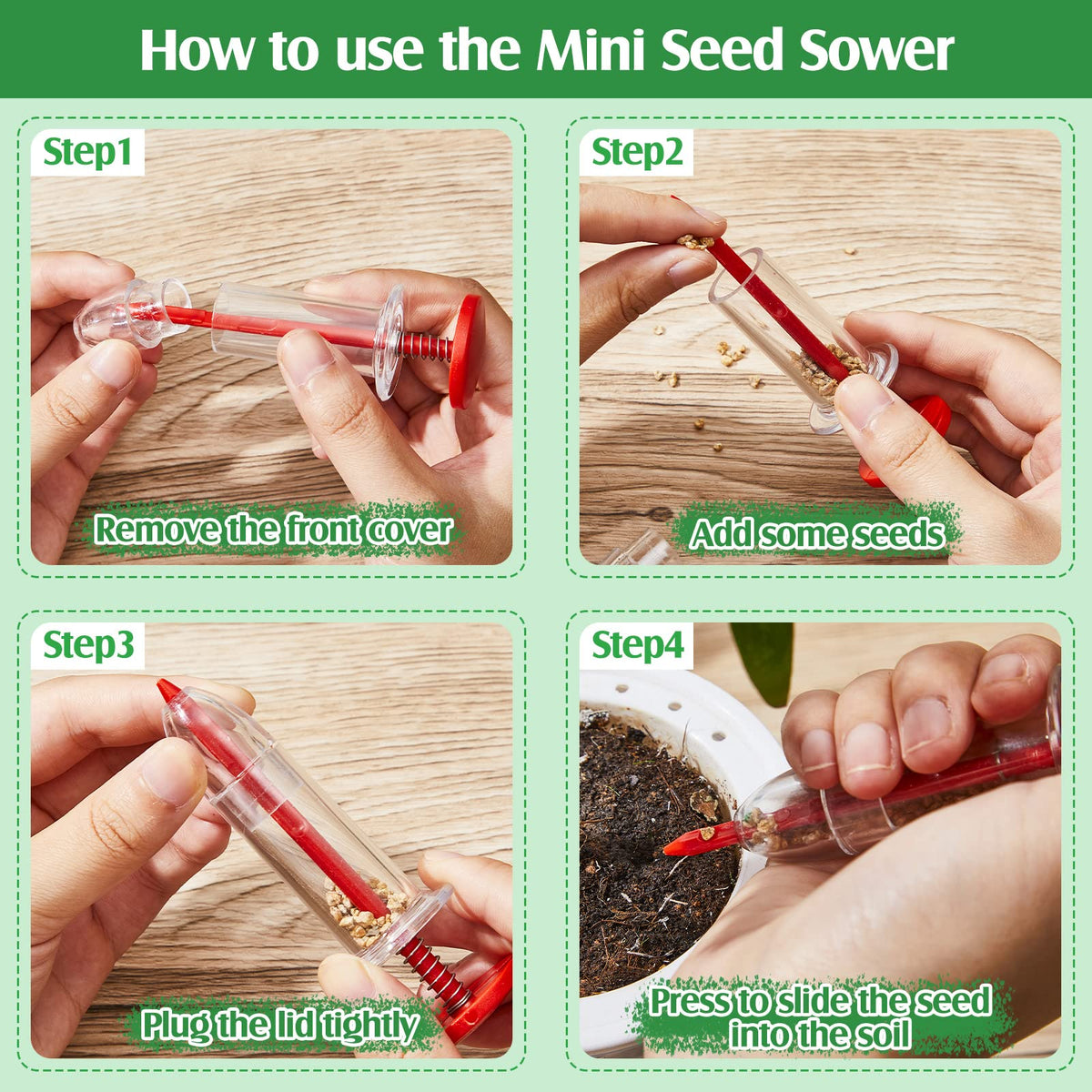 Flutesan hand spreader providing even seed distribution.