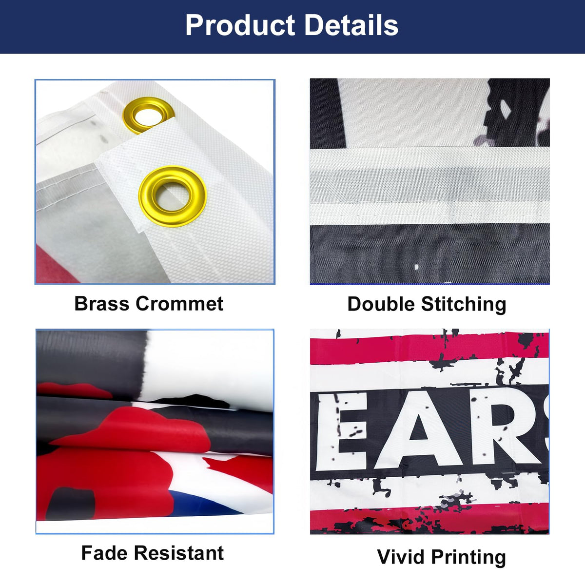 FLUUZE 100% polyester flag weave with durable stitching close-up