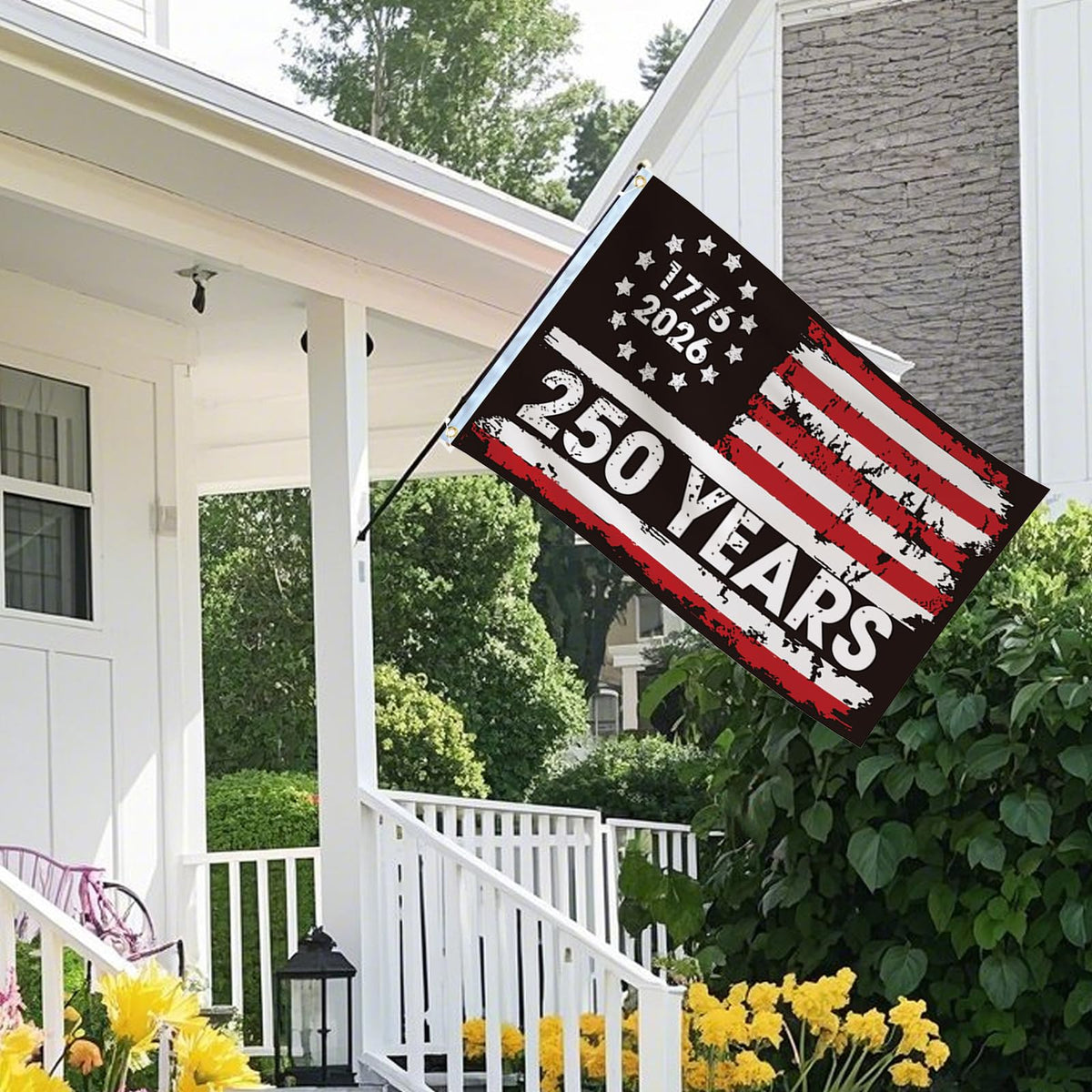 FLUUZE vivid print pattern highlighting crisp patriotic motifs