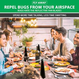 Fly Away steady airflow disrupts aroma trails around meals.