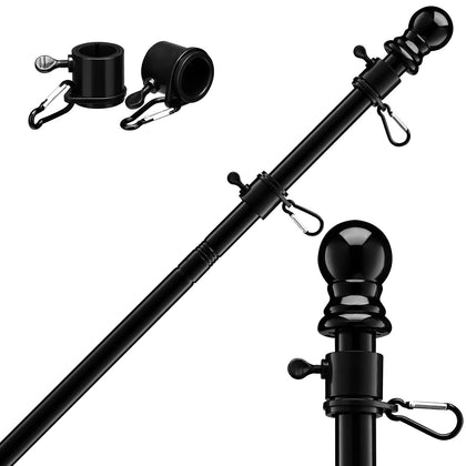 FLY HAWK 6ft black flag pole ready for outdoor use, durable and rustproof.