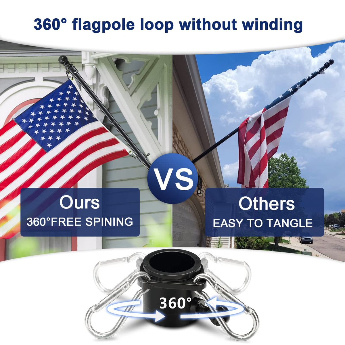 FLY HAWK 6ft black flag pole with weather-ready design for outdoor events.