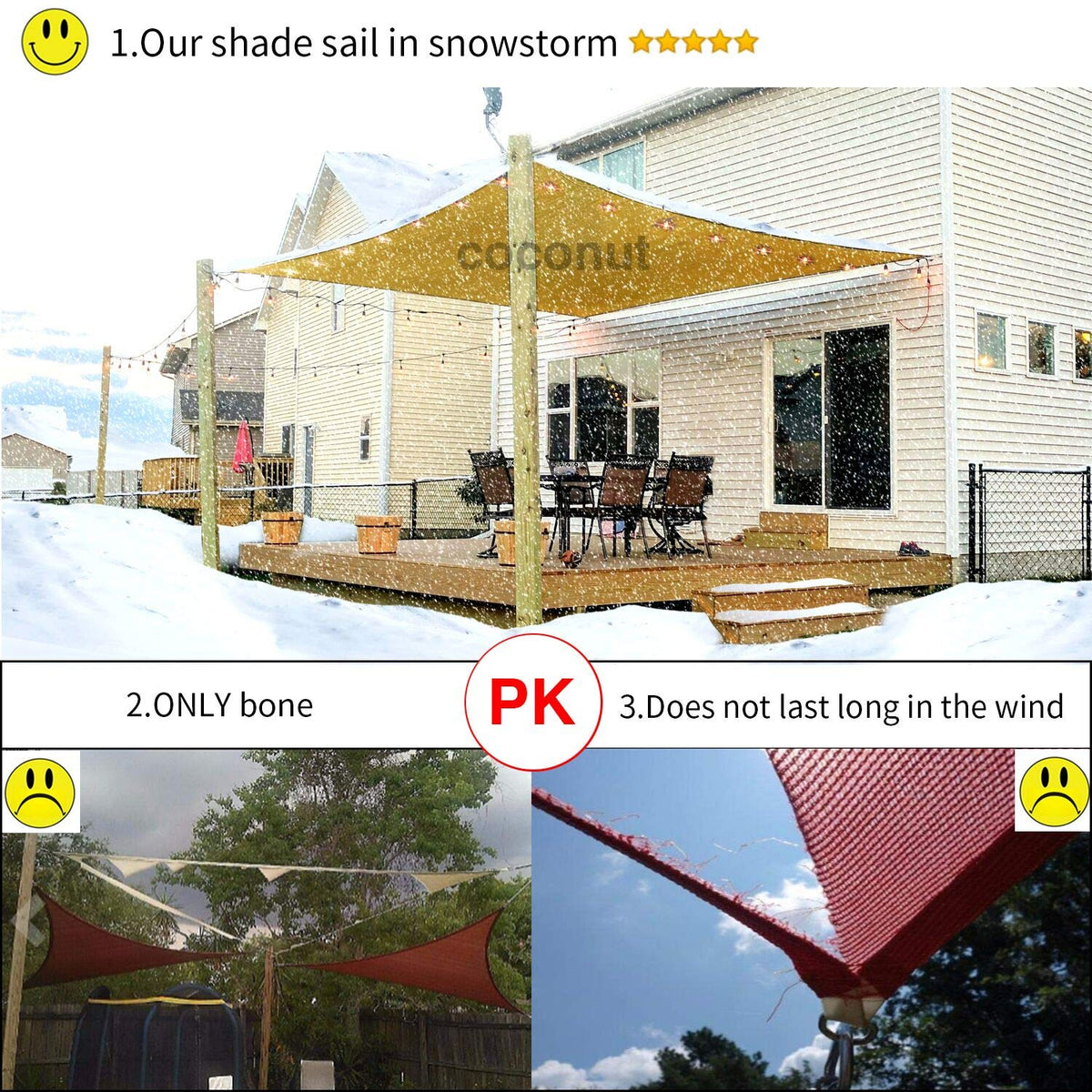 FLY HAWK 6x8 shade sail over sandbox or deck