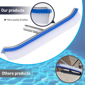 Fly Hawk pool brush aluminum back plate adds durable support during cleaning.