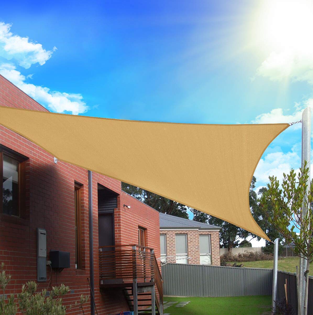 FLY HAWK rectangle gray sun shade sail 6x8 for patio shade