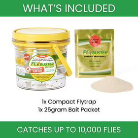 Flybuster compact flytrap side view, fits patios and gardens