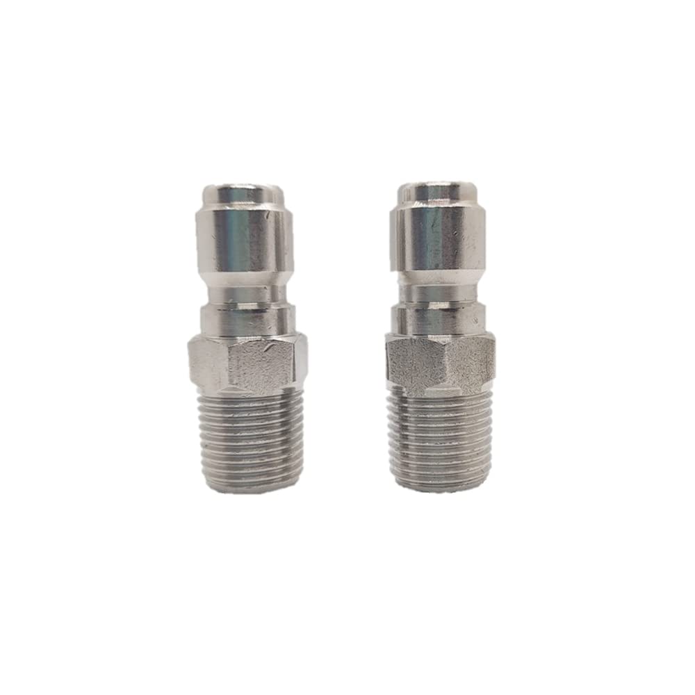 Flylock 38in stainless steel quick coupler plug front view for a sturdy high-pressure connection