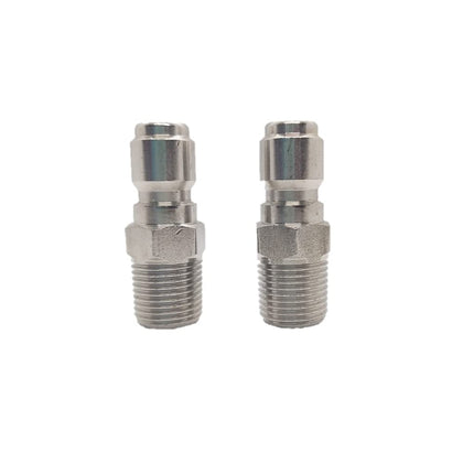 Flylock 38in stainless steel quick coupler plug front view for a sturdy high-pressure connection