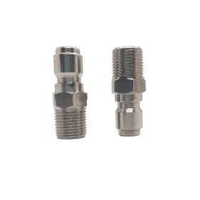 Flylock 38in stainless steel quick coupler plug side view highlighting chemical resistance