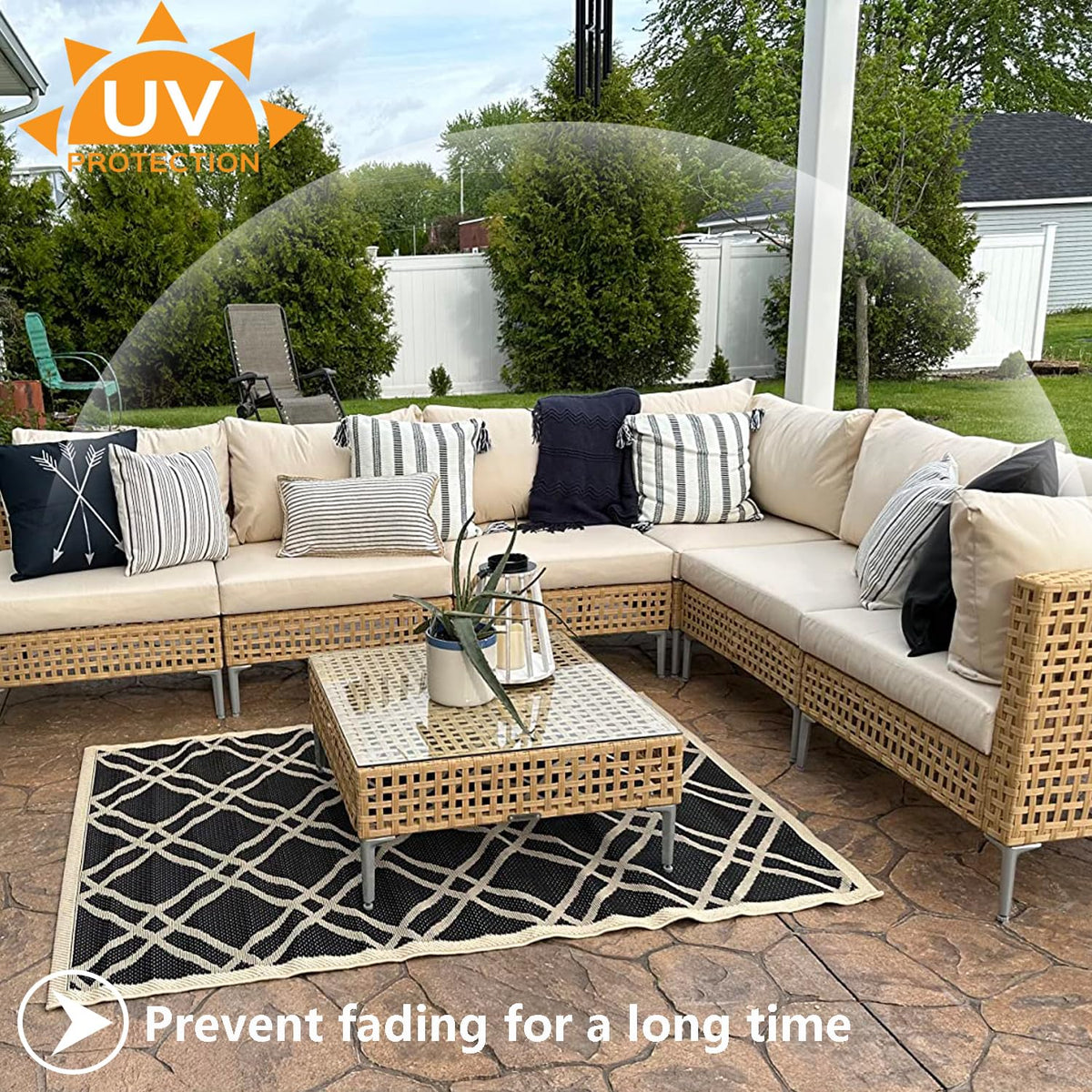 FLYMEI machine-washable cushion cover beige cleans easily after outdoor use