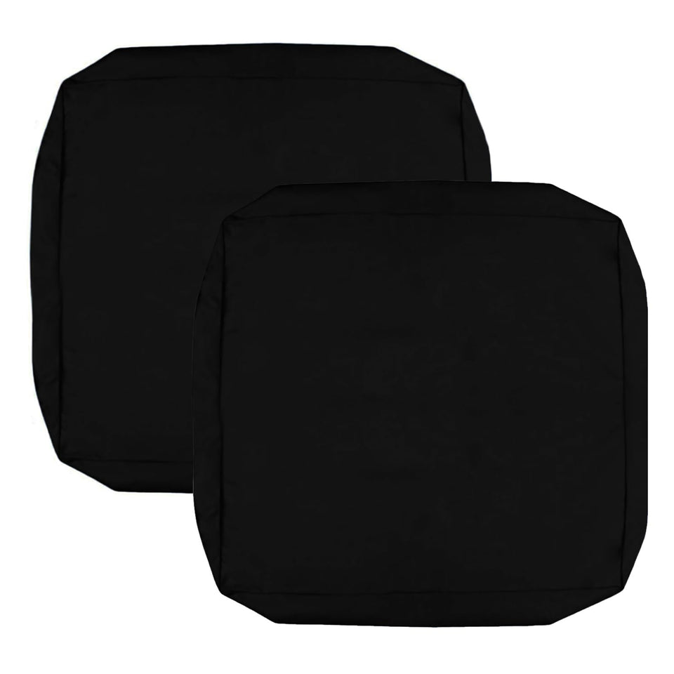 FLYMEI patio cushion cover 20x20x2 black front view for deep outdoor cushions