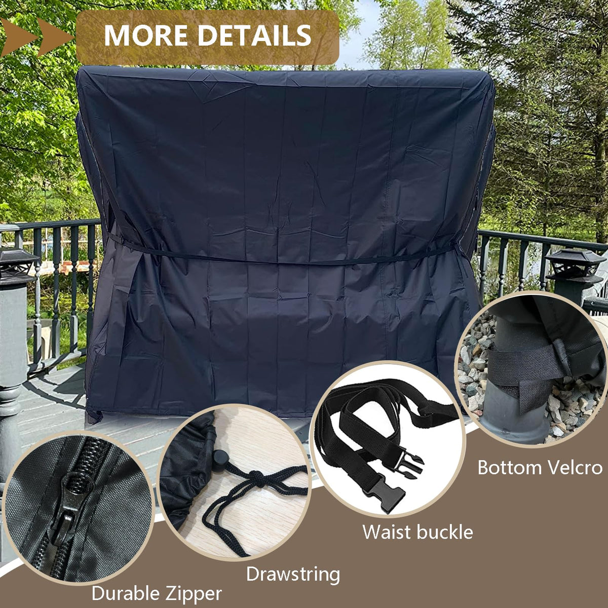 FLYMEI 87x49x67 inch dimensions ensure versatile fit for porch swings.