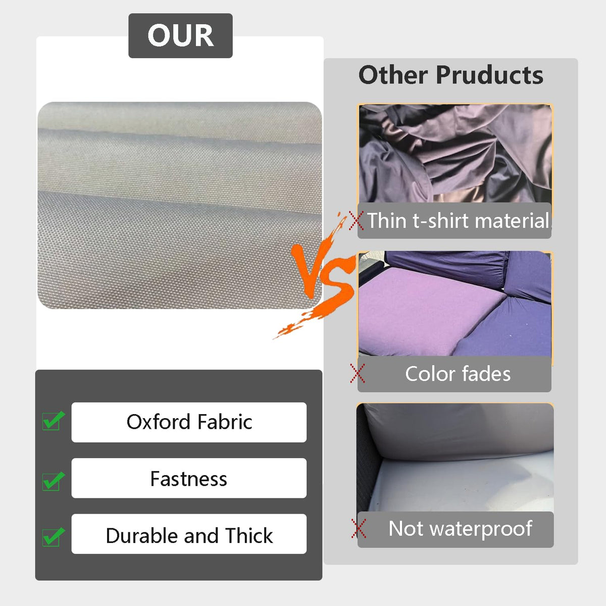 FLYMEI grey cushion cover offers versatile use on chairs, sofas, and camping seats.