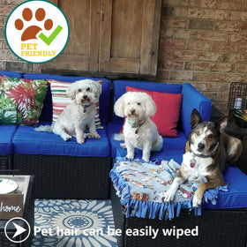 FLYMEI navy cushion cover protects cushions on dining chairs outdoors.