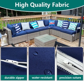 FLYMEI 2-piece navy outdoor cushion cover set for seating.