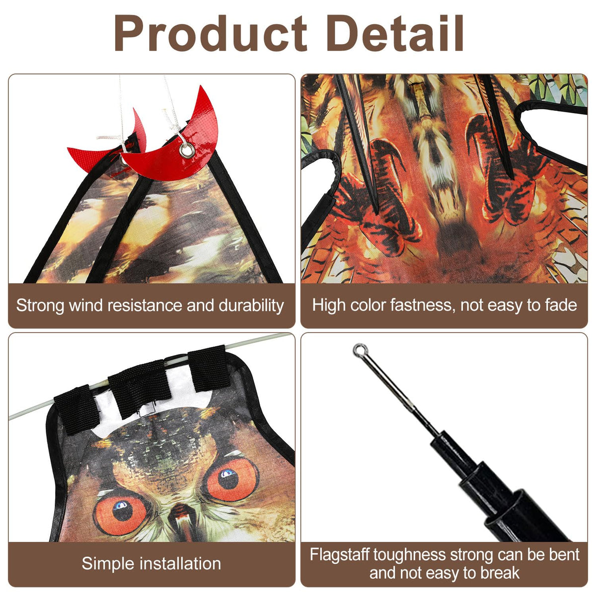 Flyonte bird scarer kite wings and colors deter birds without harm.