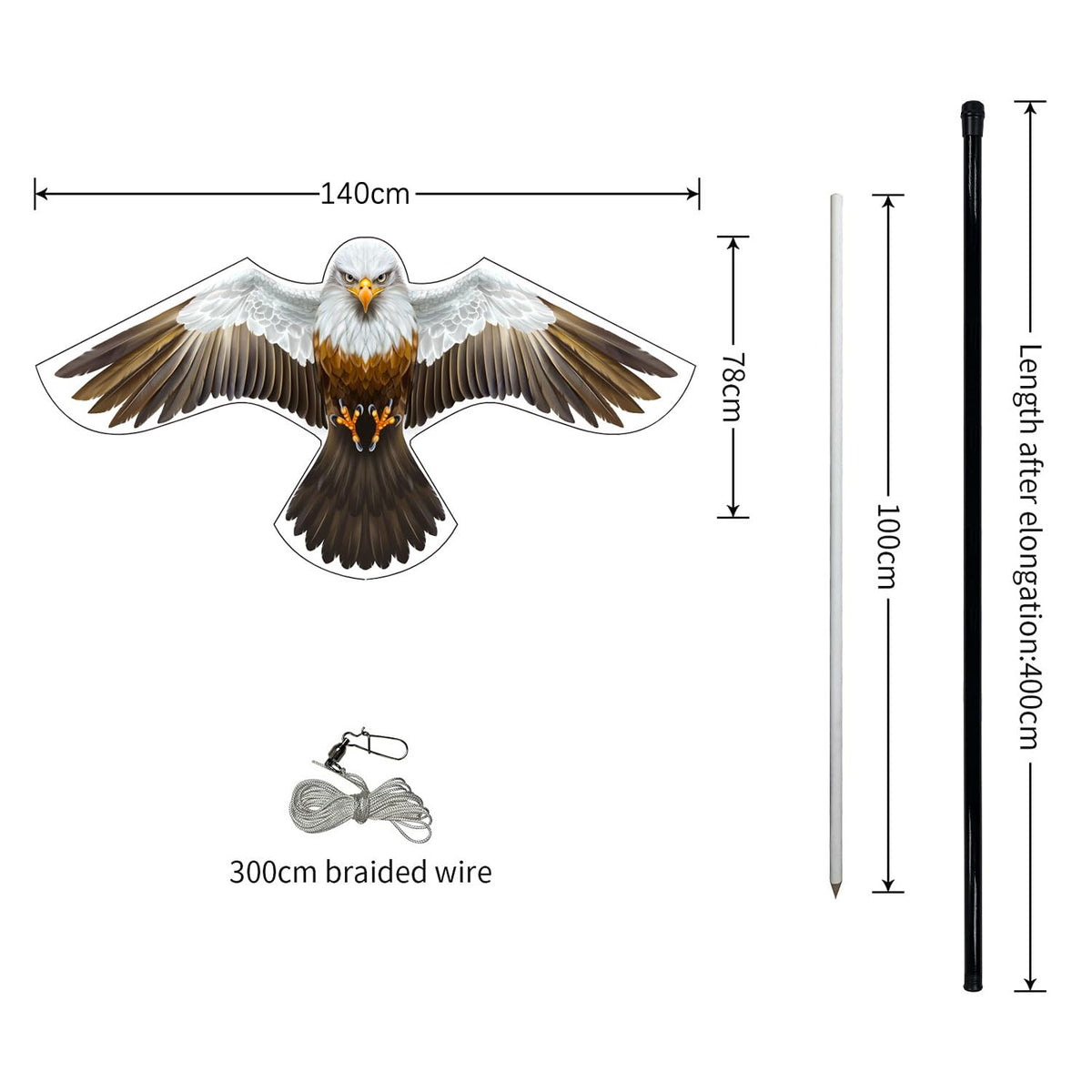 Flyonte hawk kite on a pole creates a convincing predator display for outdoor protection.