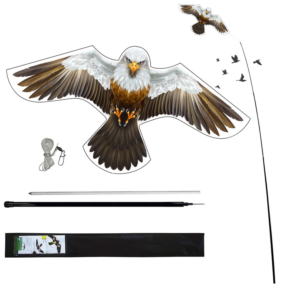 Flyonte hawk kite white deters pigeons in gardens and farms.