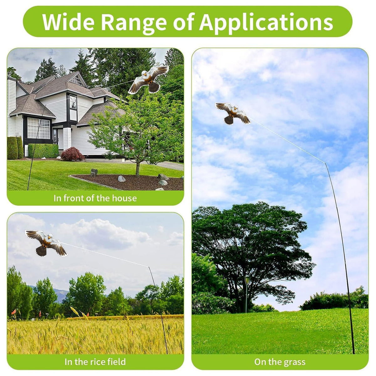 Flyonte wind flutter kite showcases dynamic movement to scare birds effectively.