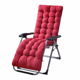 FLYSWUP Patio Chaise Lounger Cushion front view shows wine red color and plush comfort