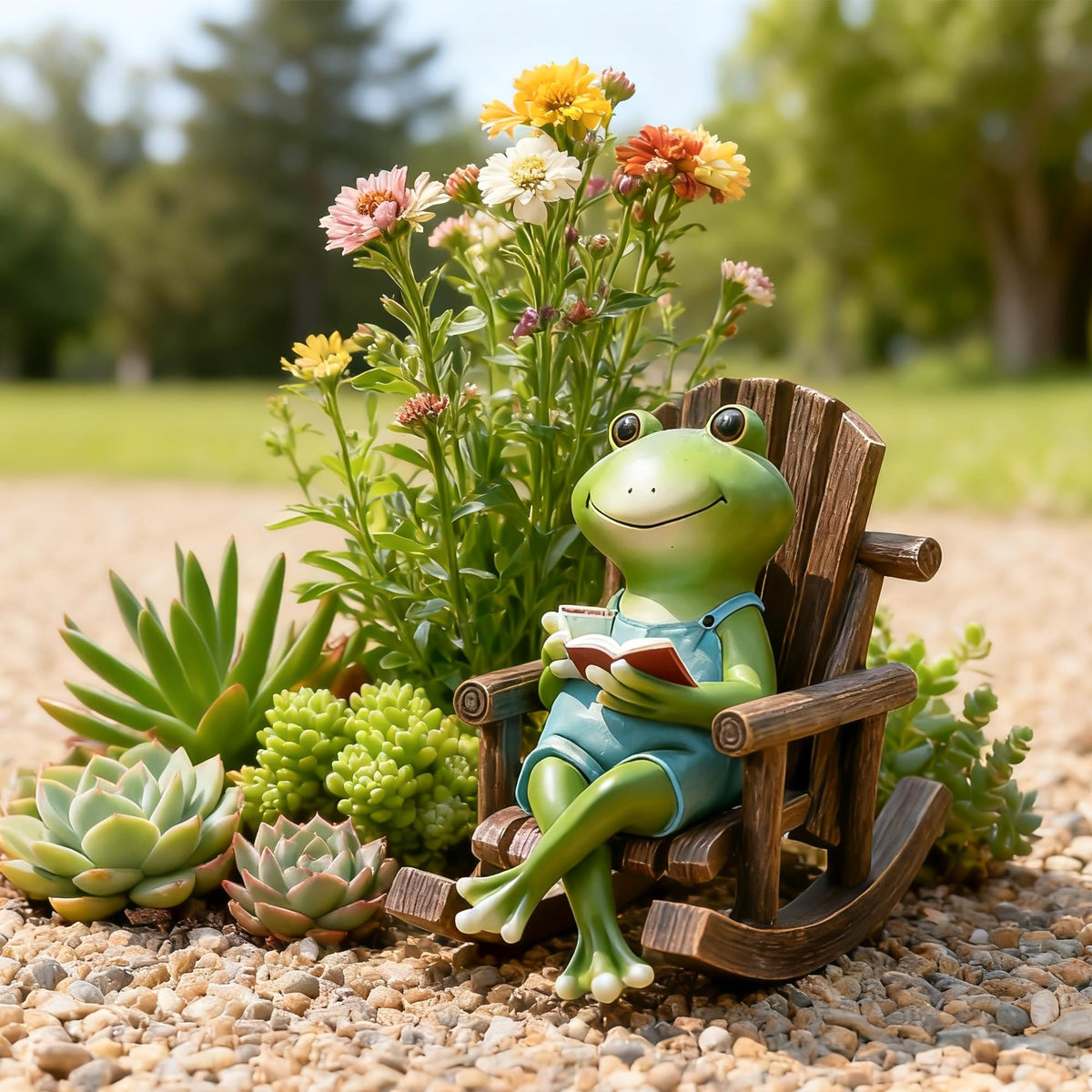 Flytime outdoor frog statue withstands weather for long-lasting garden display