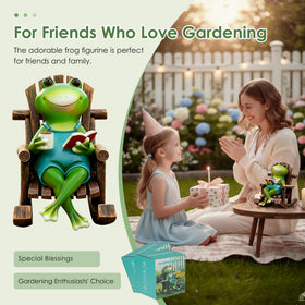 Flytime rocking-chair frog sculpture creates focal points on lawns and entryways