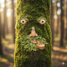 Flytime Tree Face Hugger on Tree, easy outdoor installation hooks onto trunks for instant whimsy.