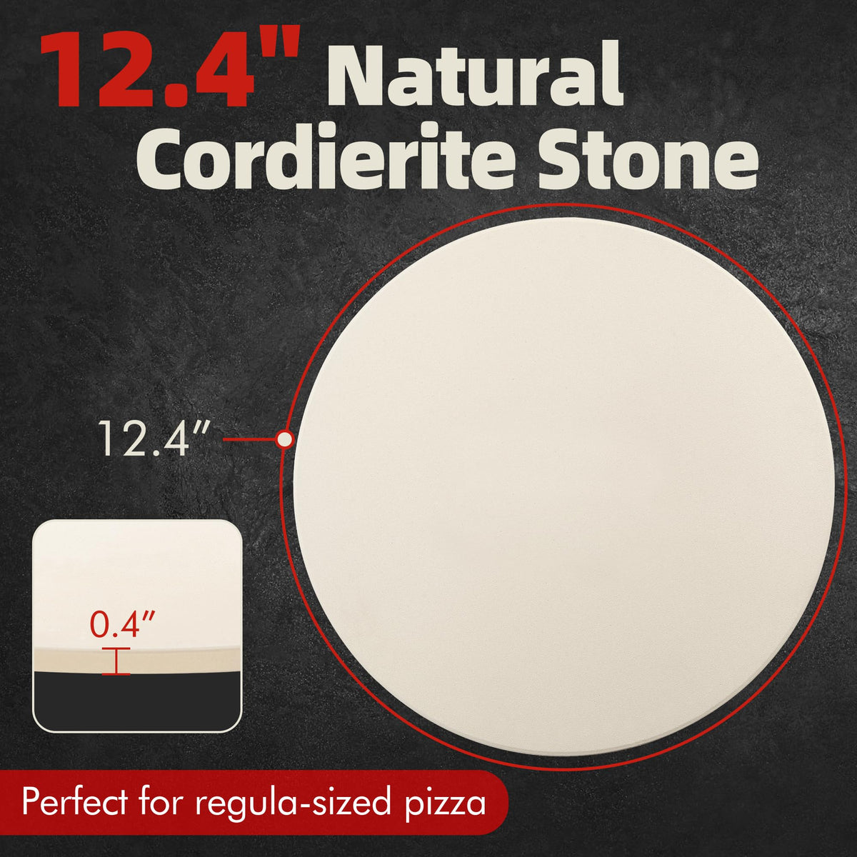 FLYZZA round pizza stone crisp crust surface enables moisture-wicking baking