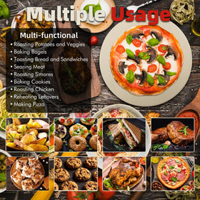 FLYZZA round pizza stone fits standard ovens and grills for versatile cooking