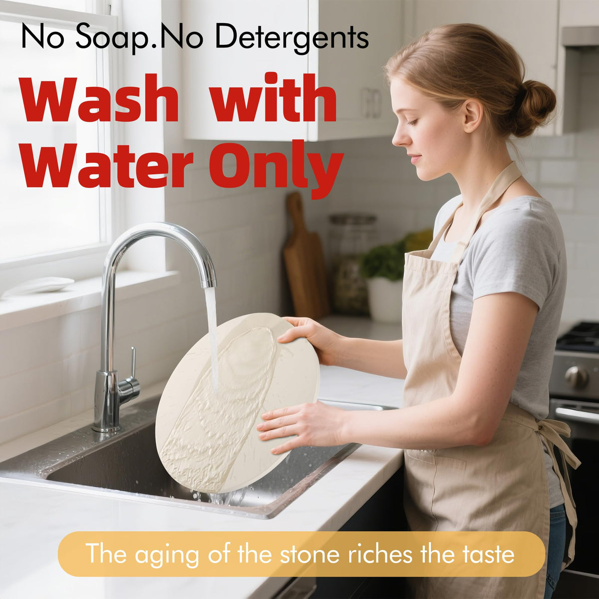 FLYZZA round pizza stone easy cleaning after use without soap