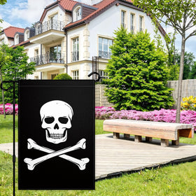Fnaners skull garden flag stitching closeup showing durable double stitching
