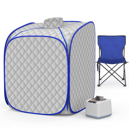 FniOk portable steam sauna tent setup in room for convenient home spa sessions