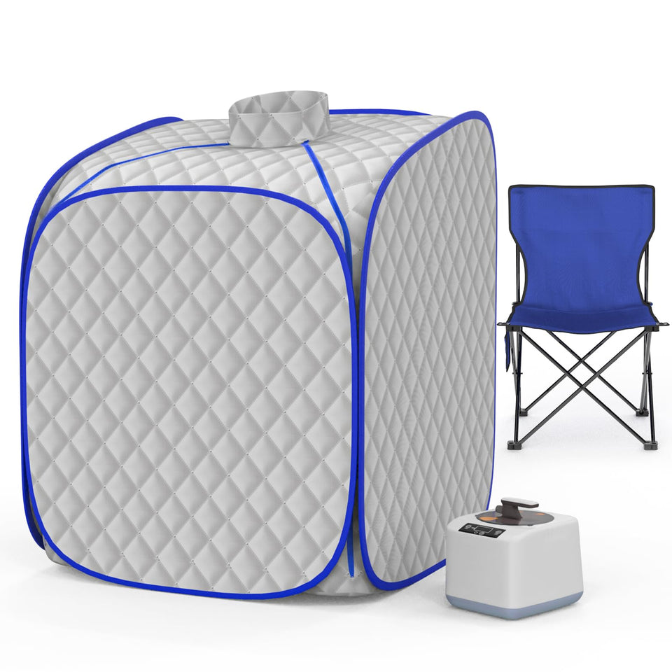 FniOk portable steam sauna tent setup in room for convenient home spa sessions