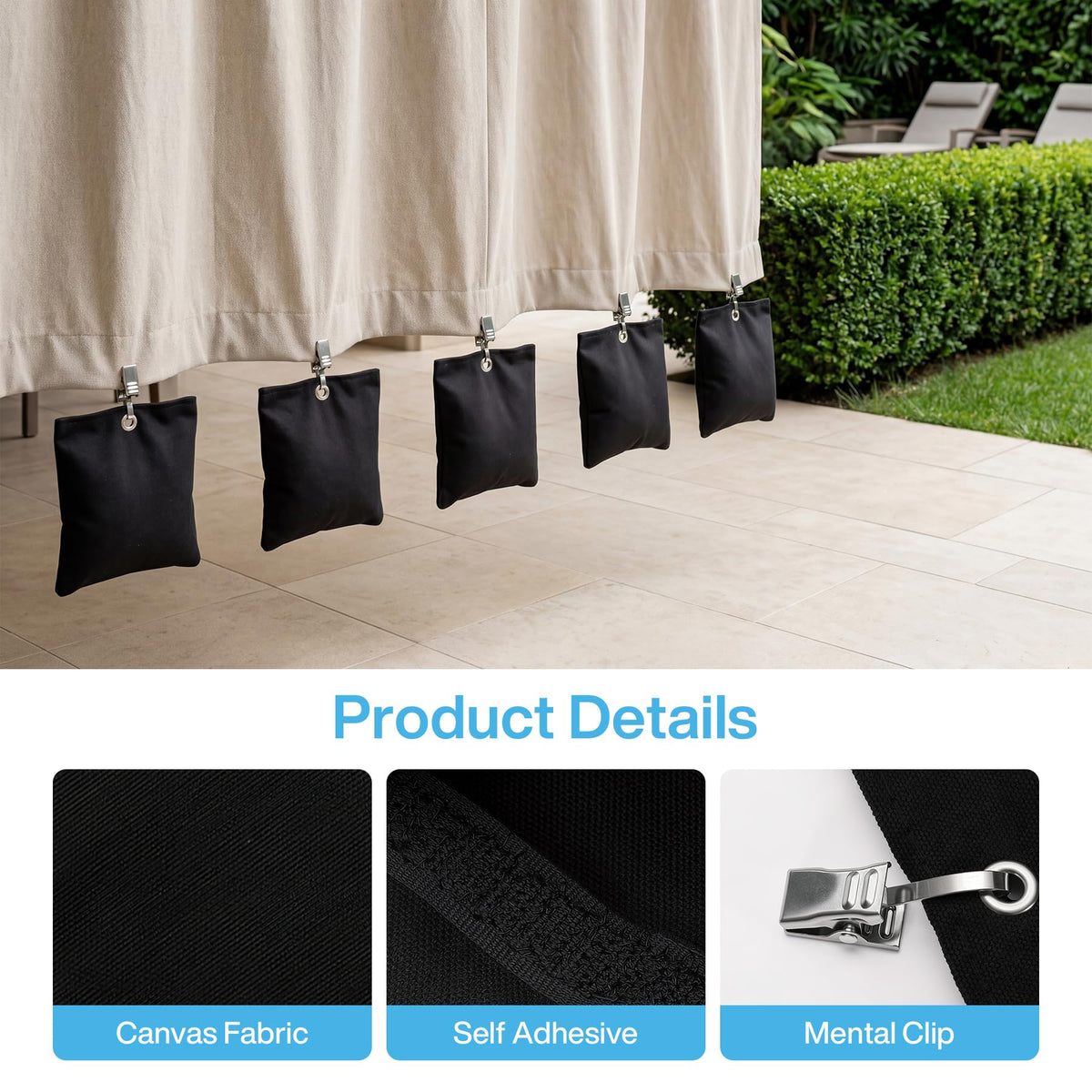 Fnova weights used in garden gazebo for stable outdoor setup.
