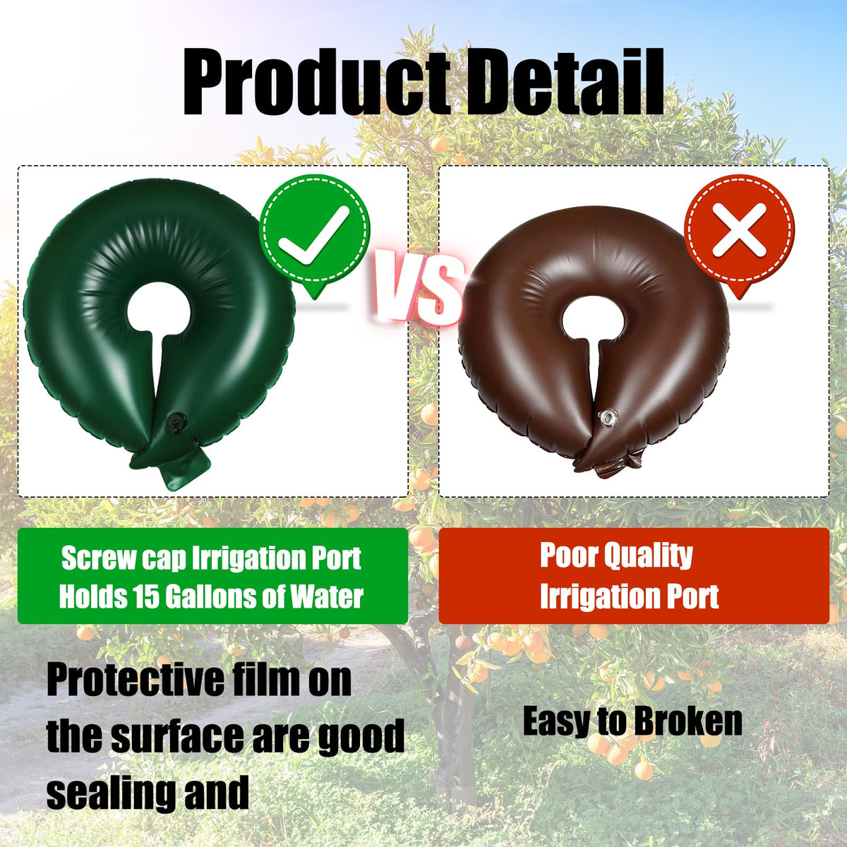 Foaincore PVC watering rings resist sun and wear over time.