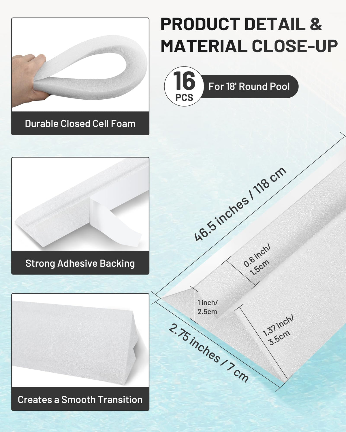 Foamagic adhesive-back cove demonstrates tool-free installation.