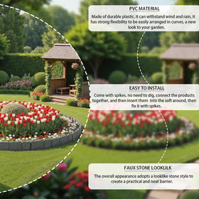 Focefec faux-stone border adds natural texture to pathways