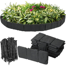 Focefec landscape edging panel in black enhances borders and contains mulch