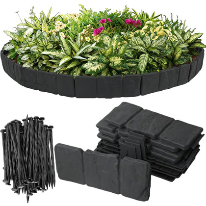 Focefec landscape edging panel in black enhances borders and contains mulch