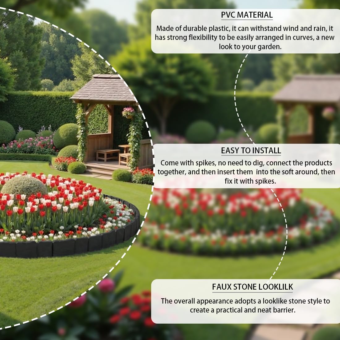 Focefec tree surround edge defines pathways with tidy borders
